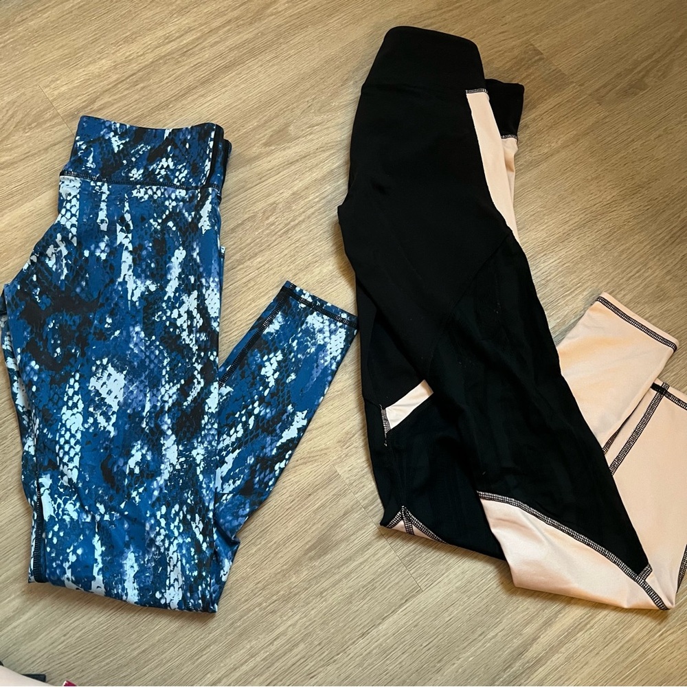 ALO Yoga Blue Patterned Leggings Bundle